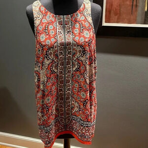 Max studio shades of coral/black print lined tank. Medium.